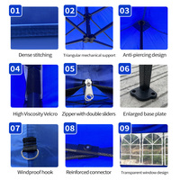 Carpa Plegable Portátil Personalizada 3x3, Tipo Pop-Up, Individual, para Todas las Estaciones, Interior/Exterior, PVC Impermeable, Fácil de Montar, Comercial