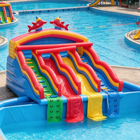 Toboggan aquatique gonflable commercial sur le thème des animaux, géant, avec pieuvre, grenouille, dauphin, pour parc aquatique