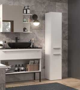 Mobile <span class=keywords><strong>Bagno</strong></span> Moderno in MDF con Cesto <span class=keywords><strong>Portabiancheria</strong></span>, 2 Maniglie, Ante con Maniglie, 3 Ripiani Regolabili, Contenitore Ecologico - Product Image 5