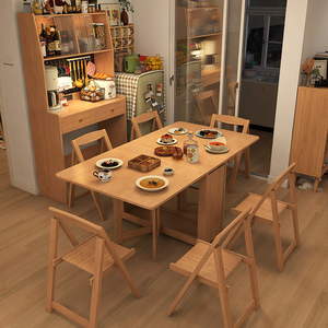 Ensemble table et chaises pliantes et extensibles en bois massif, 4 pièces, gain de place pour petites maisons et appartements - Product Image 2