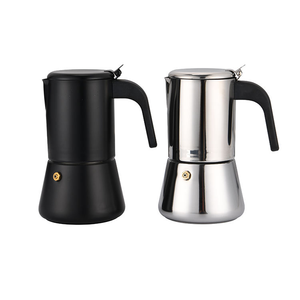 Cafetière Moka en acier inoxydable noir et argent, nouveau style, compatible gaz et induction, machine à expresso HF8-600c, largement utilisée - Product Image 1