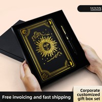 Coffret Cadeau Carnet de Notes A5 Transfrontalier avec Livre de Cartes de Tarot, Bloc-Notes Ligné Personnalisable avec Logo, Bande Élastique Fe-140 Unisexe