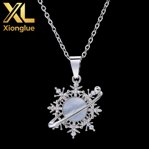 Wholesale New Arrivals <b>Valentine</b> Party Daily Wear Copper Mother-of-pearl Snowflake Choker Micro-Inlay 5A Zircon Necklace Women - Product Image 2