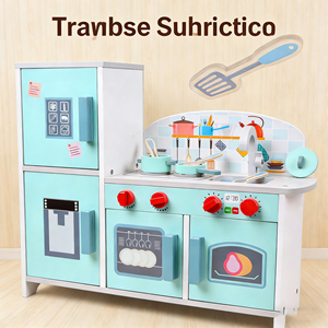 Ensemble de cuisine miniature Zongheng modèle 108 avec <span class=keywords><strong>réfrigérateur</strong></span> et cuisinière à gaz, jouet éducatif <span class=keywords><strong>en</strong></span> <span class=keywords><strong>bois</strong></span> pour enfants, rose - Product Image 5