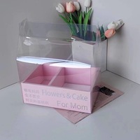 Boîte à gâteaux exquise en Kraft et PVC avec poignée d'emballage en papier à dessert cadeau vide transparent Floding Anniversaire de Noël