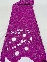 Tissu en dentelle soluble dans l'eau à motifs floraux larges, fil de soie, broderie fine et complète pour robe de mariée, robe de soirée, vêtements pour femmes