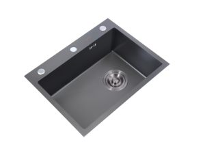 Évier de cuisine intégré Nano Black avec égouttoir inclus - Product Image 4
