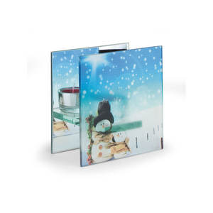 Portavelas de Cristal con Diseño de Muñeco de Nieve Navideño, Decorativo, Regalo para las Fiestas - Product Image 1