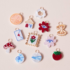 Artisan Painted Petites | 18K <b>Gold</b> Plated PVD Stainless Steel Hand <b>Painting</b> Charms for Jewelry Making | Painted Enamel Pendants - Product Image 6