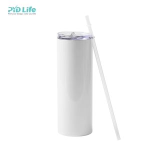 PYD Life En gros Gobelet isotherme 20oz en acier inoxydable, fin, sans soudure, droit, vierge pour sublimation, personnalisable avec logo, avec couvercle et paille - Product Image 6
