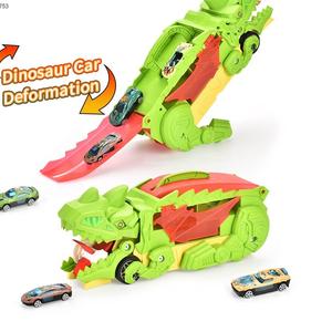 Dinosaure Transport Camion Jouet Enfants Avalant Alliage Voiture Déformable <span class=keywords><strong>Dino</strong></span> Transporteur Véhicule Jouer Ensemble Dinosaure Camion Jouet Vert - Product Image 1