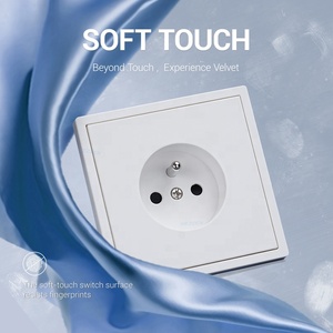 80*80 cảm ứng mềm mại sơn tường Ổ cắm điện Ổ cắm EU Pháp 2P + t Vòng cắm tường ổ cắm với Trái Đất - Product Image 5