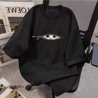 Kaos Lengan Pendek Motif Hewan Katun Murni 260g Desain Merek Fashion Pria Wanita Musim Panas Terbaru Trendi Cetak 3D Longgar