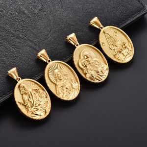Pendentifs chrétiens en acier inoxydable Jésus Vierge Marie pour colliers DIY, pour femmes et hommes, chaîne couleur or, breloque, bijoux religieux en métal - Product Image 6