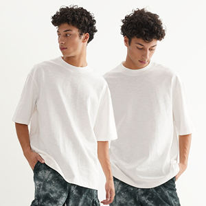 T-shirt à manches courtes à 5 manches de couleur unie T-shirt polyvalent décontracté en coton flammé pour homme - Product Image 2