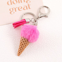 Porte-clés Pompon Glace en Peluche Moelleux et Mignon, Breloque de Sac à Pompon, Mini Pendentif Glace pour Sac à Dos, Porte-clés de Voiture, Support de Clés