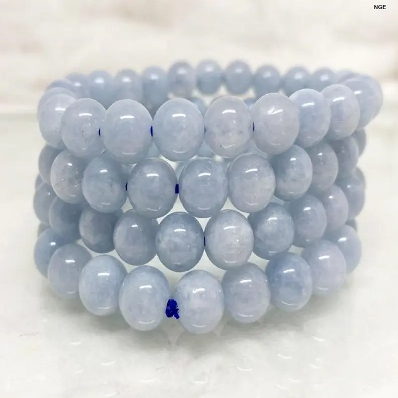 Wholesale Fashion healing handmade inspirational Aquamarine Bracelet Healing Aquamarine Round Beaded Gemstone Bracelet