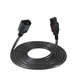 Bloqueo C13 a C14 Cable de extensión 2m/1,5 m/1m/0,5 M Cable de alimentación de computadora con bloqueo C13 a C14 Enchufe hembra IEC estándar