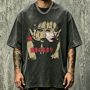 เสื้อยืดโอเวอร์ไซส์ลายกราฟิกสไตล์วินเทจสำหรับผู้ชาย ผ้าฝ้าย คอกลม แขนสั้น สตรีทแวร์ - Product Image 4