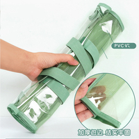 Pochette zippée transparente en PVC grande capacité de style coréen pour l'école et le bureau, sac de rangement pour documents, impression numérique, poignée, classement des dossiers