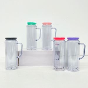 12oz 16oz Pre Drilled <b>Double</b> <b>Wall</b> Snow Globe Glitter Plastic Acrylic Soda Can Cup <b>Mug</b> Tumbler for UV DTF Wraps - Product Image 2