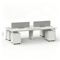 Poste de travail de bureau modulaire moderne pour 4 personnes avec écran de confidentialité et tiroirs de rangement pour bureau à aire ouverte