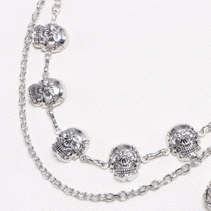 Yueli Multi Layered Skull Waist Chain Tibetan <b>Silver</b> Hip Hop Denim Decorative Chain <b>Cross</b> Pattern Double <b>Ring</b> Daily Wear - Product Image 3