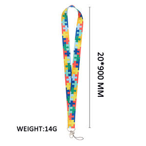 カスタムポリエステル認識リボンネックストラップパズルパターン昇華プリント自閉症ストラップ金属フック付き - Product Image 2