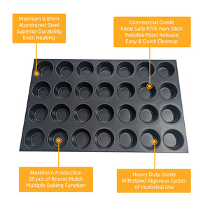 28-Cavity High Density Cupcake Muffin Baking Tray Commercial Aluminized Steel Non Stick Multi-Mold Oven Pan Industrial Bakeware - Product Image 2