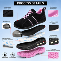 Chaussures de travail et de sport AOXIANG noires confortables et durables pour femmes, respirantes, en daim, avec semelle intermédiaire en PU, embout en acier, antidérapantes, décontractées, hiver-printemps