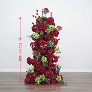 DKB Silk <b>Artificial</b> Flowers <b>Hydrangea</b> & Rose Red Wedding Thanksgiving Graduation Centerpiece Christmas Decoration - Product Image 3