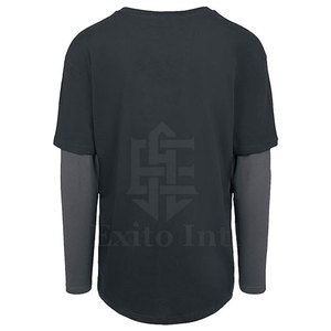 เสื้อยืดแขนยาวระบายอากาศสองชั้นสำหรับผู้ชายเสื้อเจอร์ซีย์แขนยาวสีพื้นเรียบง่าย - Product Image 2