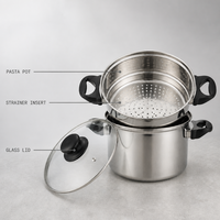 Vente en gros de casseroles à pâtes en acier inoxydable de 20 cm avec cuiseur vapeur, ensemble de 3 ustensiles de cuisine de 4 QT pour cuisinière à gaz et à induction