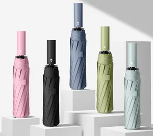 Wholesale printed branded designer manufacturer 10k automatic umbrella windproof luxury sun 3 foldable umbrella custom logo