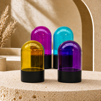 Pot en verre rond bombé coloré de 100 ml, résistant aux enfants, hermétique, pour fleurs séchées, capsules, cosmétiques, avec logo personnalisé