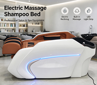 Lit de lavage capillaire électrique de luxe haut de gamme avec massage pour salon de coiffure