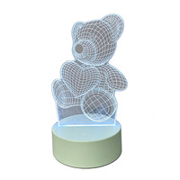 Lámpara Nocturna de Acrílico 3D con Forma de Oso, Control de Interruptor, 7 Colores Cambiantes, Alimentación USB, LED Regulable, Diseño Moderno Recuerdo Corporativo Empresarial