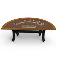 Table de Blackjack en bois massif de luxe YH à 7 places, de forme semi-circulaire, conforme aux normes des casinos, avec plateau pour jetons dorés