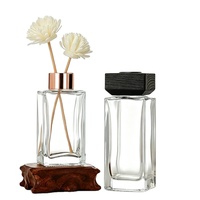 Flacon diffuseur de parfum vide de style nordique de luxe, carré, 100 ml, 200 ml, avec couvercle en bois noir, flacon de parfum d'intérieur personnalisé pour cadeau
