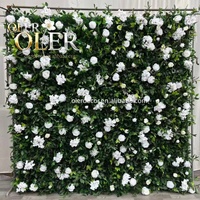 Bruiloft Groen Wit Zijde 5D Kunstmatige Roos Andere Decoratieve Bloemenwanddecoratie 8x8ft Achtergrond Bloemhoek Lange Levensduur