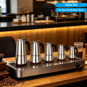 Caffettiera Moka in Acciaio Inox, Macchina per Espresso Stile Italiano per Fornelli a Gas e a Induzione - Product Image 1