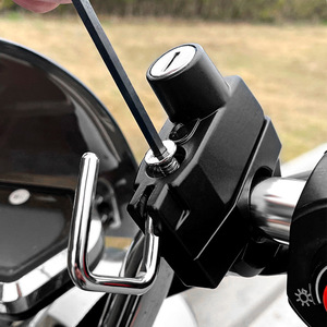 Cerradura de seguridad antirrobo para casco Motorola, 22-28mm, para manillar de motocicleta, bicicleta, vehículo eléctrico, con llaves y soporte de montaje - Product Image 3