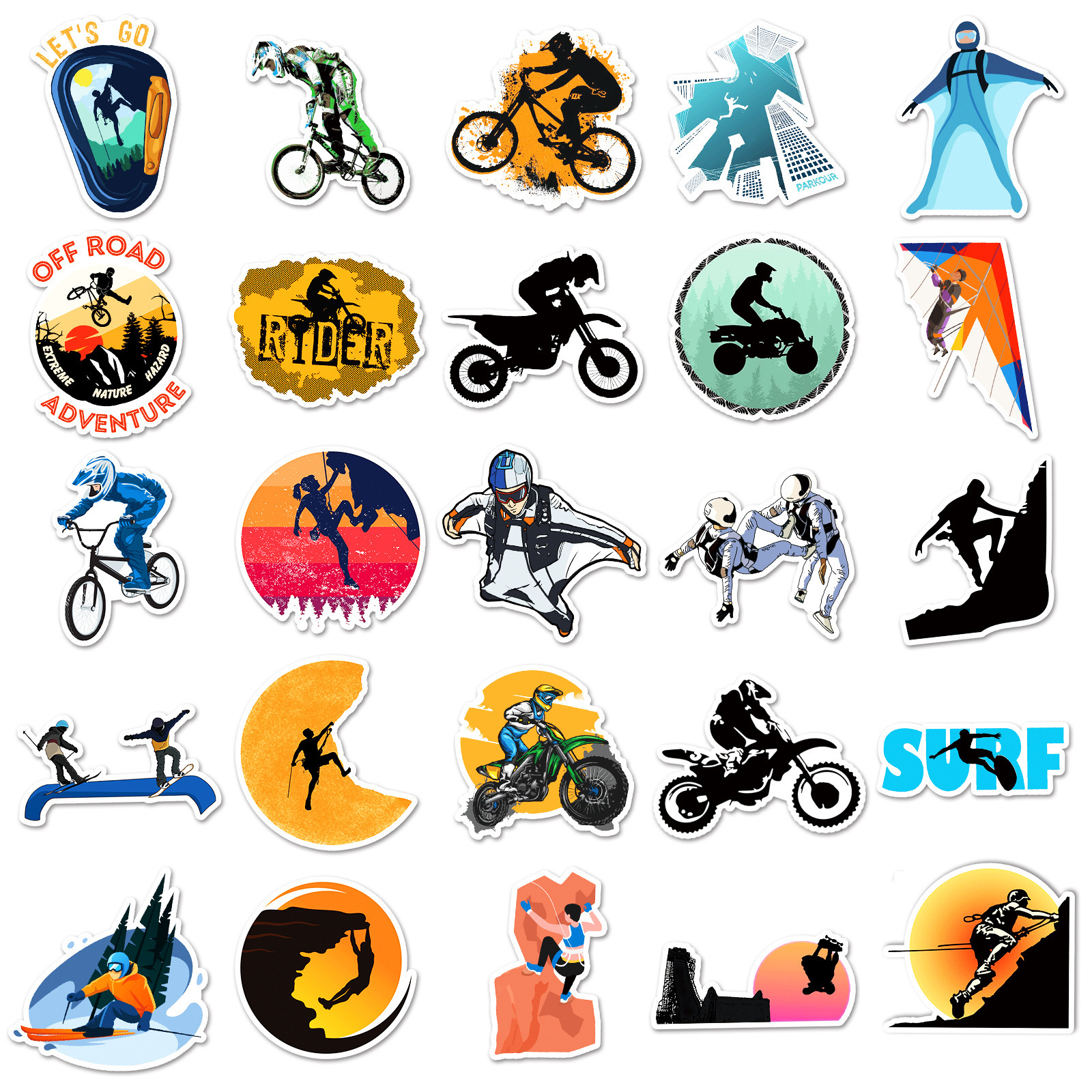 Lote 50 Pegatinas Aleatorias – Calcomanías Para Coche, Moto, Casco, BMX, ATV, Carrera