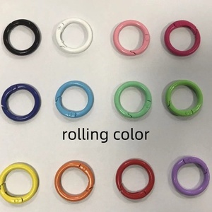 20mm 24mm 27mm 黒白塗装 カラビナ メタルスプリング Oリング キーリング 金属製スプリングゲート 丸型リング - Product Image 4
