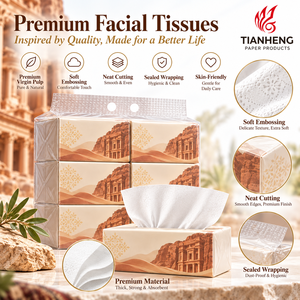Mouchoirs en papier doux pour le visage, 2 plis, gaufrés, motif <span class=keywords><strong>Jordan</strong></span> Petra Treasury, motif géométrique islamique - Product Image 6