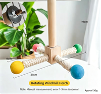 Jouet moulin à vent rotatif en bois, support interactif suspendu pour perroquet, perchoir résistant aux morsures pour cage à oiseaux, pour le nettoyage du bec et des griffes, vente en gros