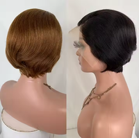 Perruques Courtes Pixie 13x4 en Cheveux Humains Vierges Indiens Alignés avec les Cuticules, 100% Naturels, pour Femmes Noires – Vente en Gros