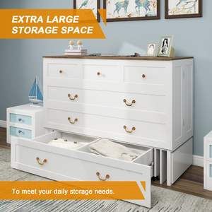 Cama Murphy Queen de Madera Maciza con Puertos de Carga USB y Cajones de Almacenamiento, Acabado Blanco, Modelo D0100H5UHA6 - Product Image 6