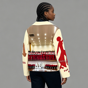 Veste personnalisée en jacquard tissé avec motifs Sororité grecque, Delt a <span class=keywords><strong>Sigm</strong></span> a Thet a, style tapisserie et à sequins, pour femme - Product Image 6