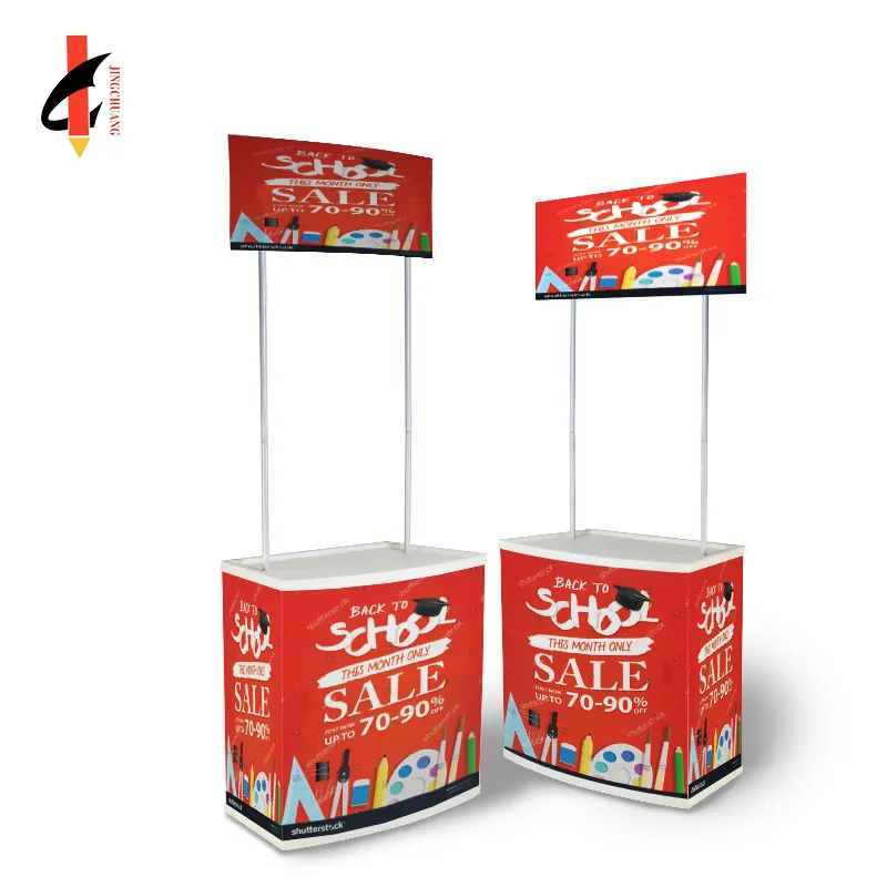 Wholesale supermarket exhibition booth portable display PP promotion counter table trade show counter